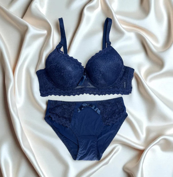 Fancy Pad Bra Set (Navy)